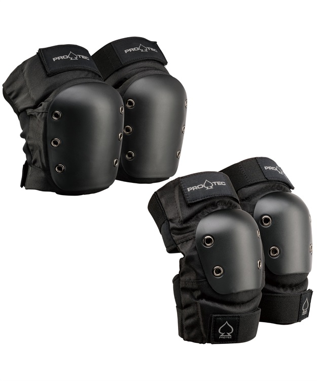 STREET KNEE /ELBOW PAD SET(OPEN BACK)(BLACK/BLACK-S)