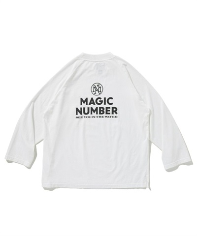 STOCK LOGO US COTTON MOCNECK 3/4 T-SHIRT(WHITE×BLACK-M)