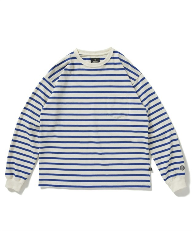 HEAVY WEIGHT XV BASQUE BORDER L/S T-SHIRT(OFF WHITE×BLUE-M)