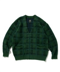 BIG PLAID MOHAIR CARDIGAN KNIT(NAVY PLAID-M)