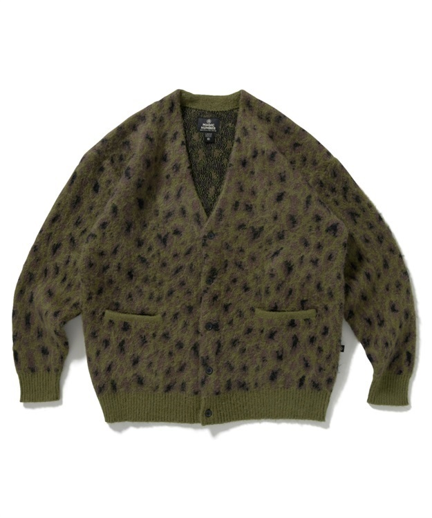 LEOPARD MOHAIR CARDIGAN KNIT(OLIVE-M)