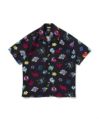 THE MAGIC NUMBER OPEN COLLAR S/S SHIRT(BLACK-M)
