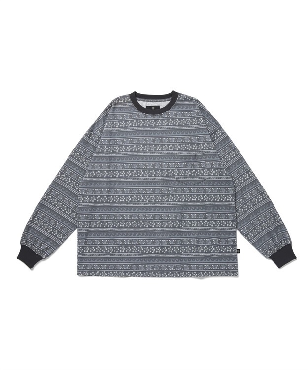 FLOWER BORDER L/S T-SHIRT(BLACK-M)