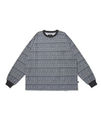 FLOWER BORDER L/S T-SHIRT(BLACK-M)