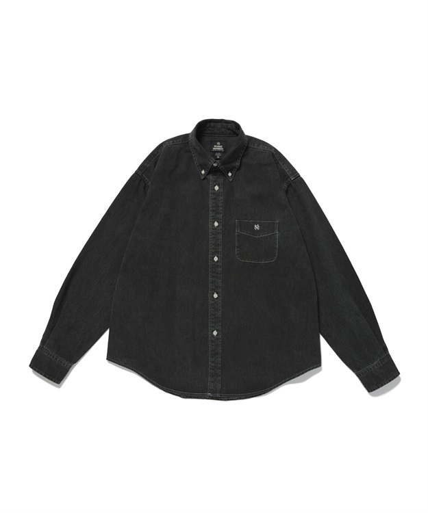 WASHED BLEACH B.D SHIRT(BLACK-M)