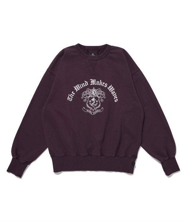CREST WASHED CREW SWEAT(BURGUNDY-M)