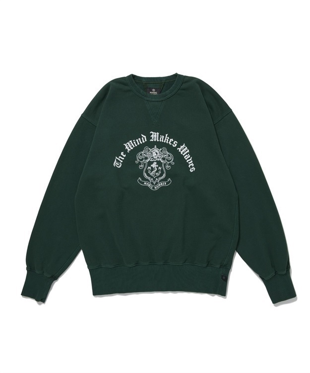 CREST WASHED CREW SWEAT(GREEN-M)