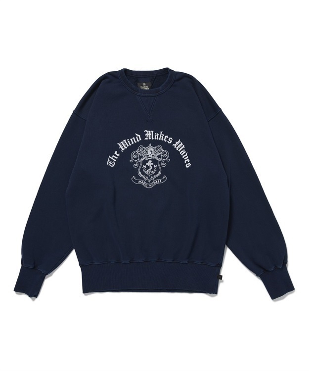 CREST WASHED CREW SWEAT(NAVY-M)