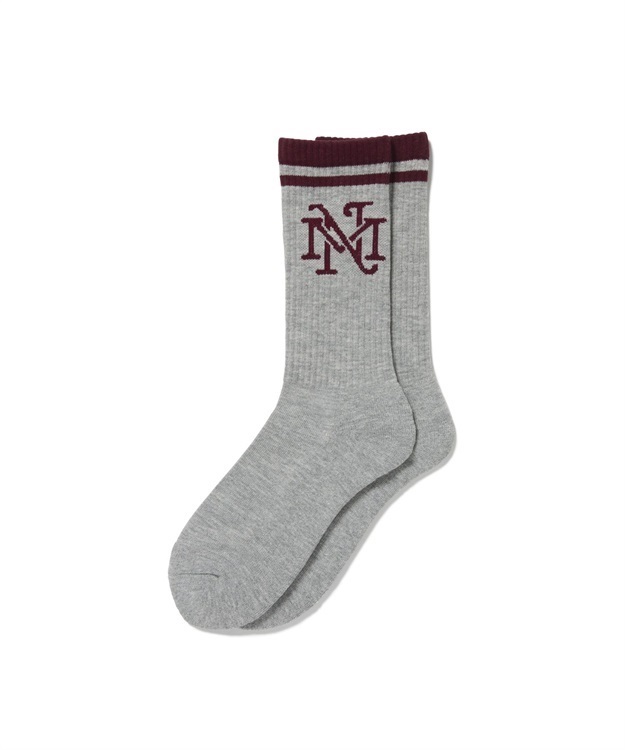EMBLEM RETRO SOCKS(H.GREY×BURGUNDY-F)
