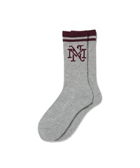 EMBLEM RETRO SOCKS(H.GREY×BURGUNDY-F)