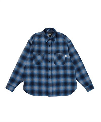 OMBRE CHECK WORK SHIRT(BLUE-M)
