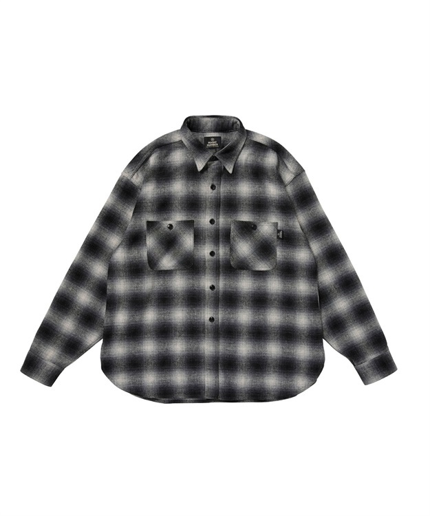 OMBRE CHECK WORK SHIRT(BLACK-M)
