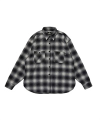 OMBRE CHECK WORK SHIRT(BLACK-M)