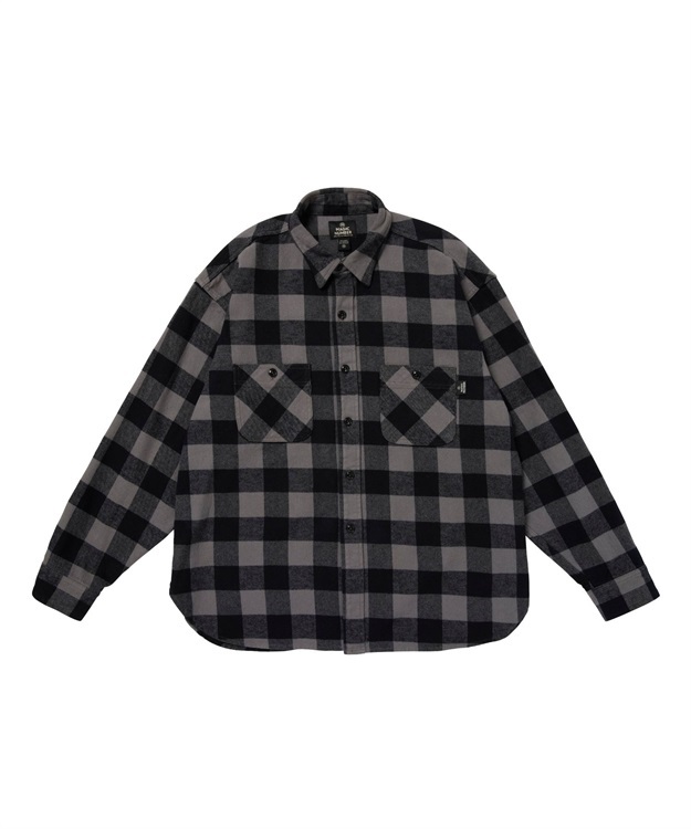BLOCK CHECK WORK SHIRT(GREY×BLACK-M)
