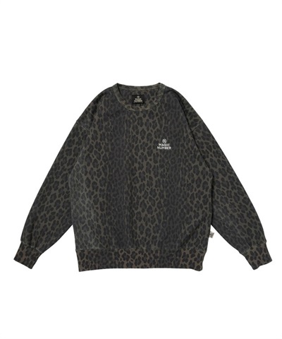 LEOPARD BLEACH CREW SWEAT(LT.OLIVE-M)