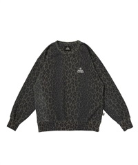 LEOPARD BLEACH CREW SWEAT(LT.OLIVE-M)