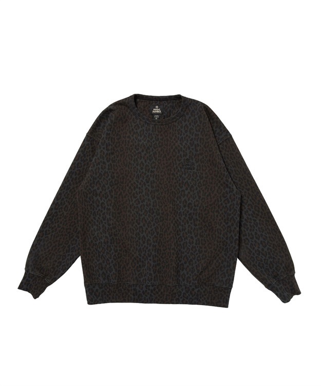 LEOPARD BLEACH CREW SWEAT(CHARCOAL GREY-M)