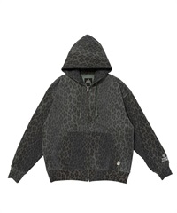 LEOPARD BLEACH FULLZIP HOOD SWEAT(LT.OLIVE-M)