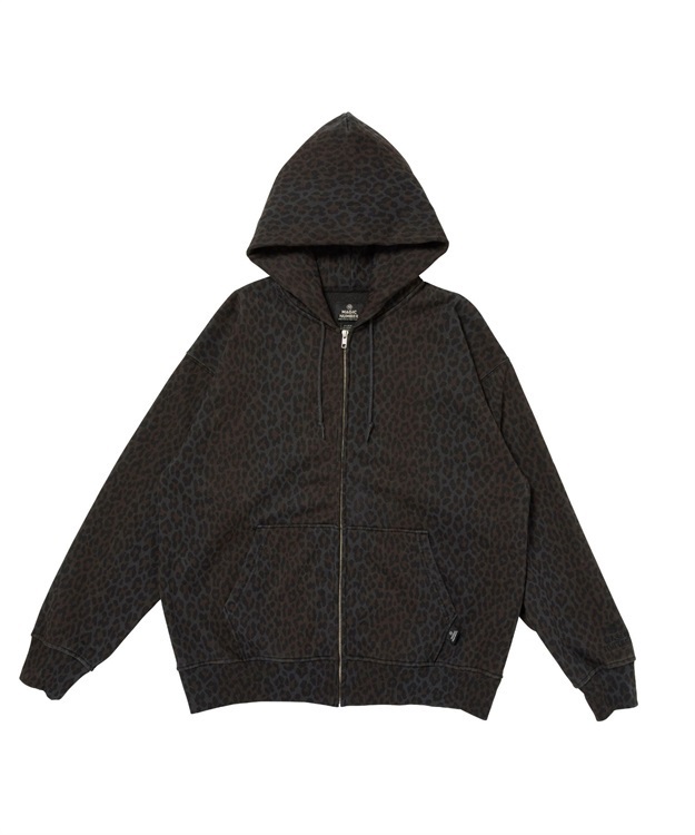 LEOPARD BLEACH FULLZIP HOOD SWEAT(CHARCOAL GREY-M)