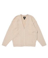 SHAGGY YARN CARDIGAN  KNIT(OFF WHITE-M)