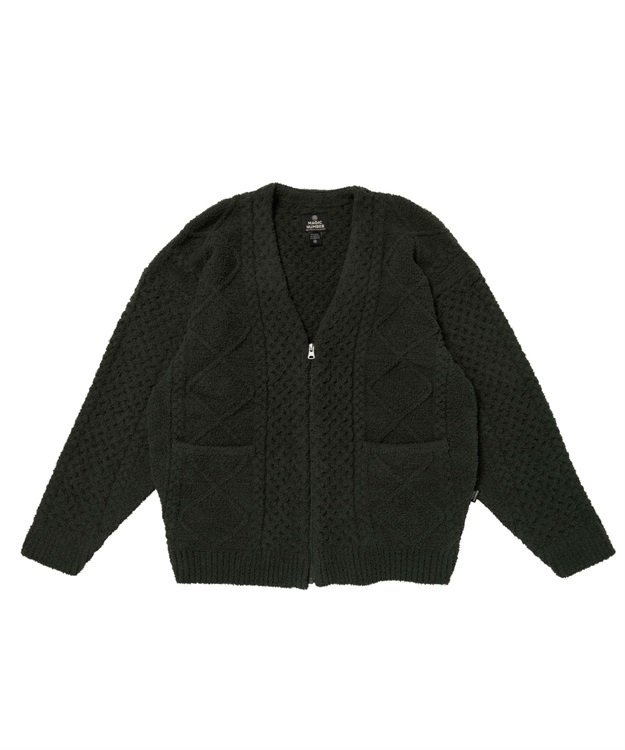 SHAGGY YARN CARDIGAN  KNIT(OLIVE-M)