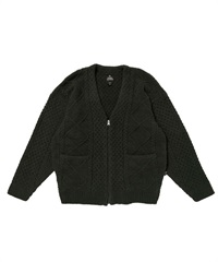 SHAGGY YARN CARDIGAN  KNIT(OLIVE-M)