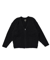 SHAGGY YARN CARDIGAN  KNIT(BLACK-M)