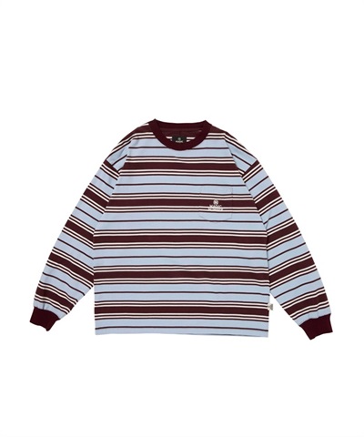 MULTI BORDER L/S T-SHIRT(BURGUNDY-M)