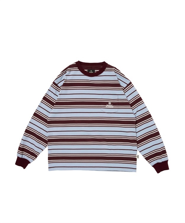 MULTI BORDER L/S T-SHIRT(BURGUNDY-M)