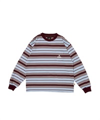 MULTI BORDER L/S T-SHIRT(BURGUNDY-M)