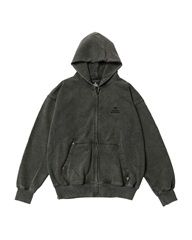 POWDER BLEACH ZIP HOOD SWEAT(BLACK-M)