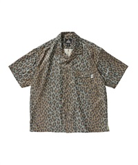 RAYON TWILL LEOPARD OPEN CALLOR SHIRT(BROWN-M)