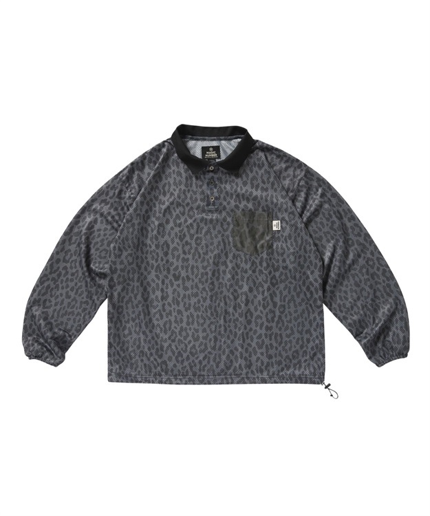 MESH LEOPARD POLO-SHIRT(BLACK-M)