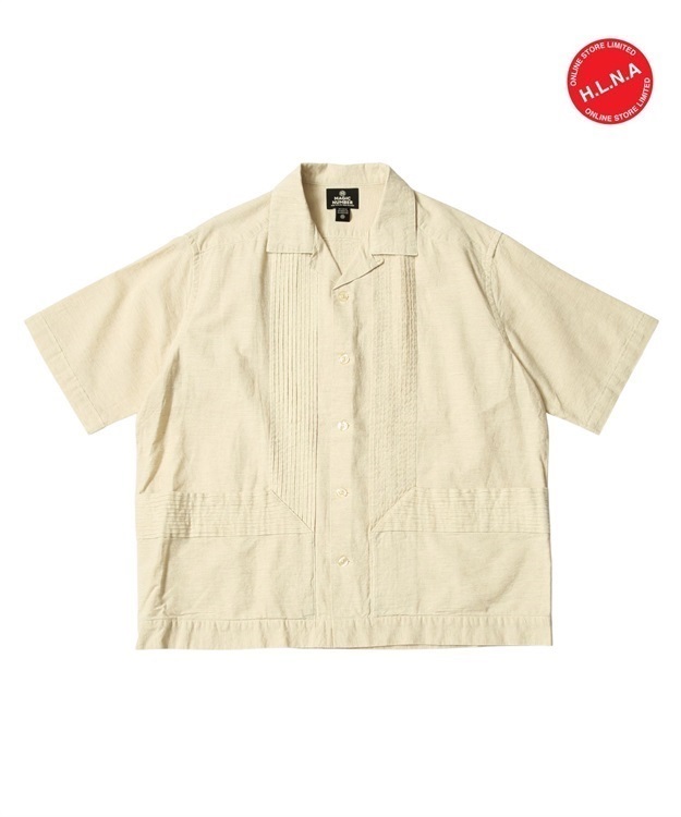 Cotton-Linen “綿麻” Pintuck Open Collar Shirt 