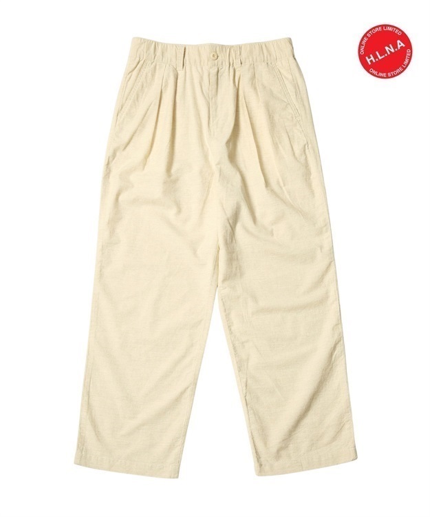 Cotton-Linen “綿麻” 2-Tuck Wide Tapered Easy Trousers