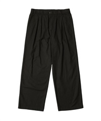 Cotton-Linen “綿麻” 2-Tuck Wide Tapered Easy Trousers(BLACK-M)