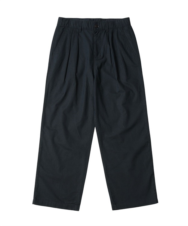 Cotton-Linen “綿麻” 2-Tuck Wide Tapered Easy Trousers(NAVY-M)