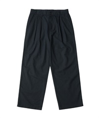 Cotton-Linen “綿麻” 2-Tuck Wide Tapered Easy Trousers(NAVY-M)