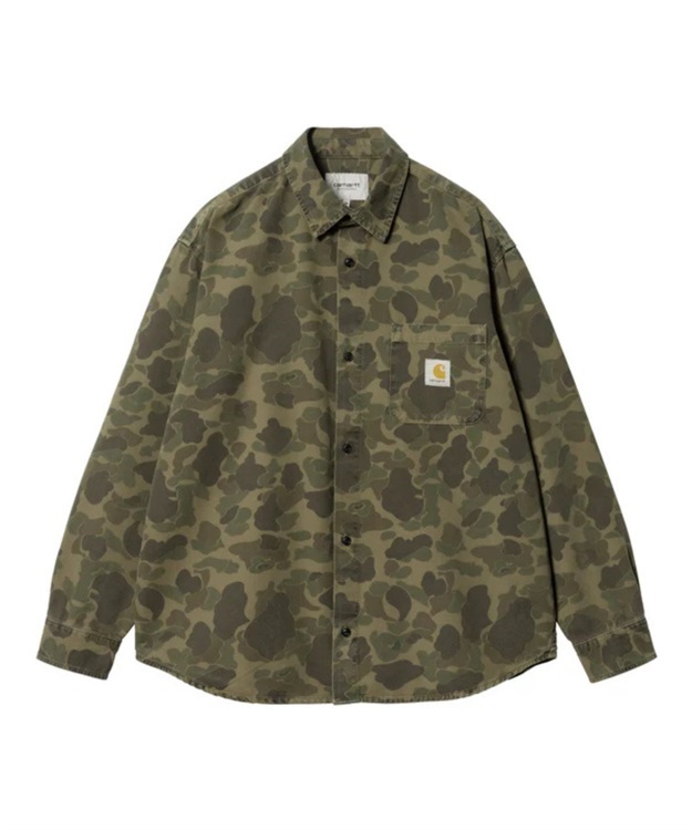 L/S DUCK SHIRT(Camo Duck, Green / Office Gree-M)