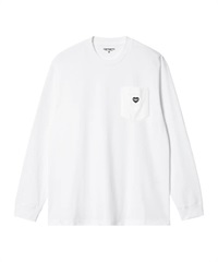 L/S POCKET HEART T-SHIRT(White / Black-M)