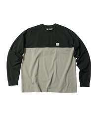 BICOLOR RASH L/S TEE(BLACKxCHARCOAL-M)