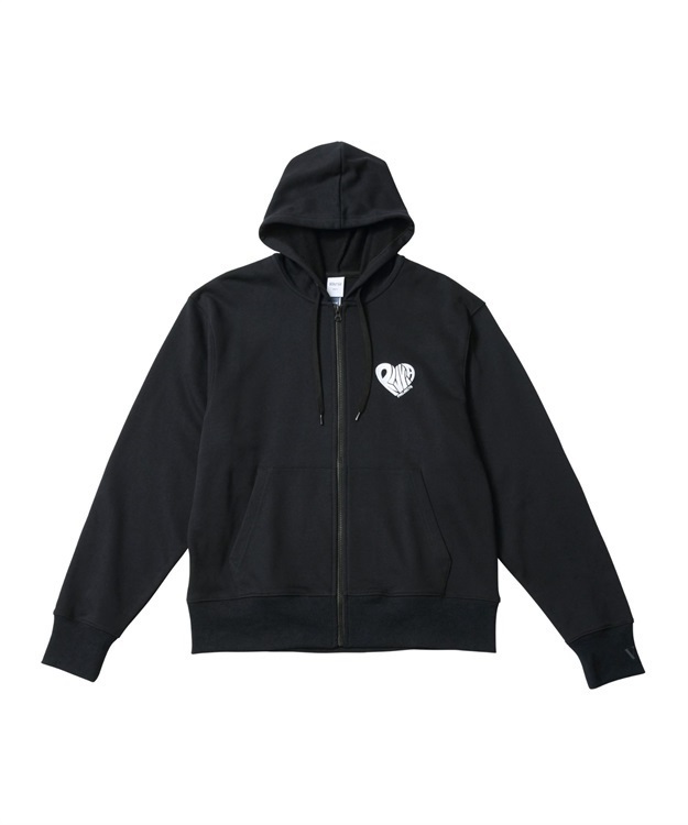 RV HEART ZIP HOODIE(BLACKxWHITE-M)