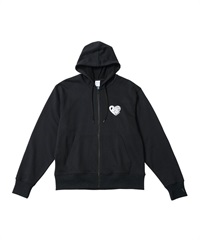 RV HEART ZIP HOODIE(BLACKxWHITE-M)