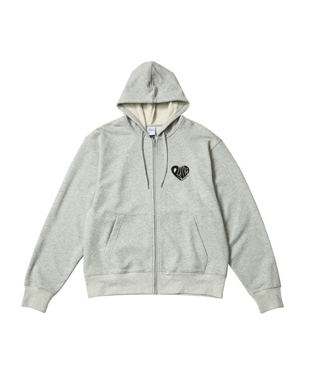 RV HEART ZIP HOODIE(ASHxBLACK-M)