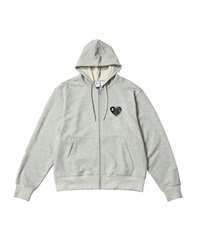 RV HEART ZIP HOODIE(ASHxBLACK-M)