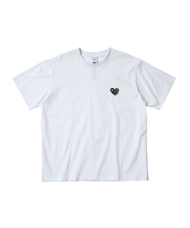 RV HEART T-SHIRT(WHITExBLACK-M)