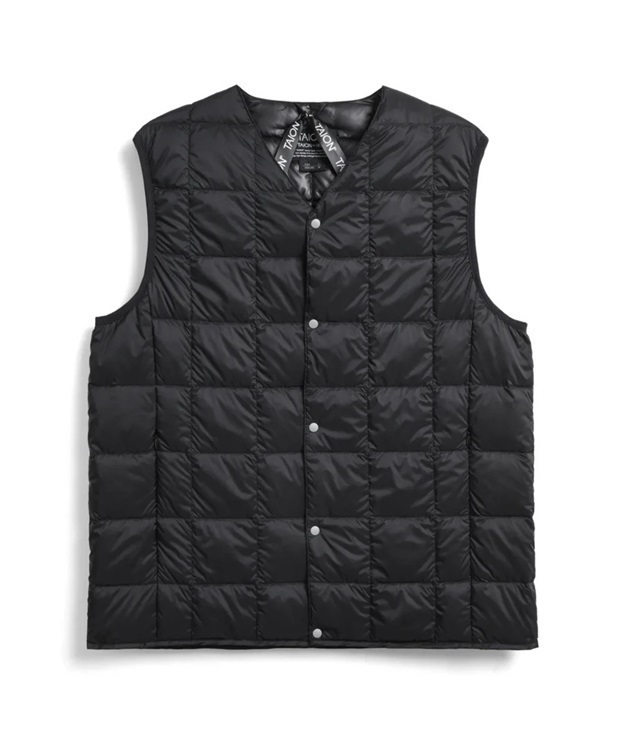 V NECK BUTTON DOWN VEST(BLACK-M)