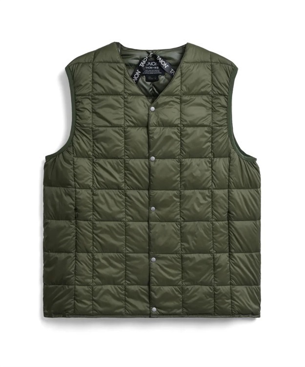 V NECK BUTTON DOWN VEST(D.OLIVE-M)