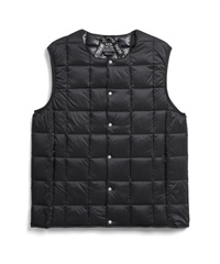 CREW NECK BUTTON DOWN VEST(BLACK-M)